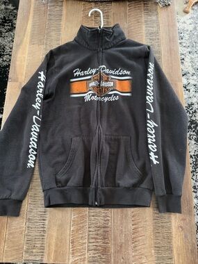 Harley-Davidson Black Jacket with Orange and White Logo